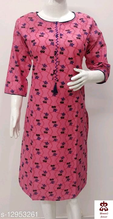 Women cotton Aline printed yellow kurti uploaded by Women's forever on 8/27/2021