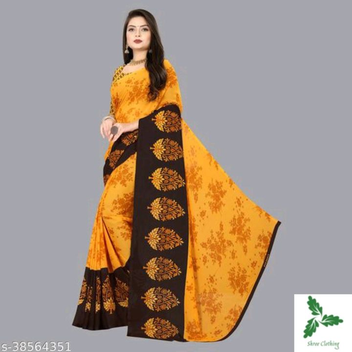 Printed, daily wear saree with unsitched blouse piece uploaded by business on 8/27/2021