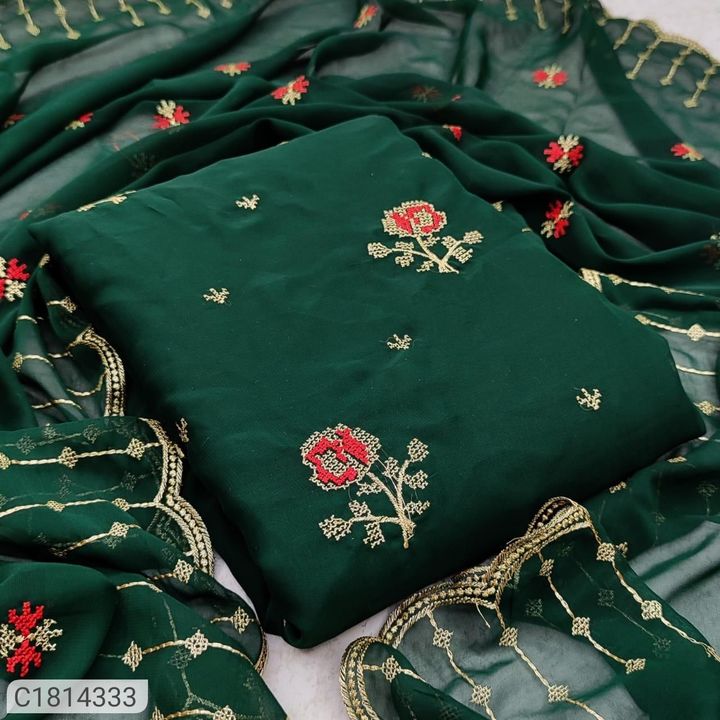Stunning Embroidered Georgette Dress Materials uploaded by business on 8/28/2021