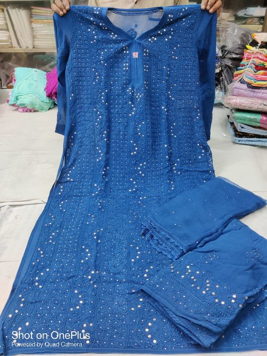 Post image Viscose Front All Over Jaal Kurta With Heavy Mukaish Work.
Pair It With Hand Embroidered Straight Viscose Plazo With Mukaish Work And Pure Chiffon Dupatta With Mukaish Work.
Plazo Fits Upto Waist Size 48.