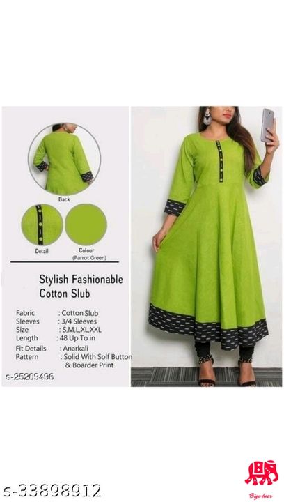 Catalog Name:*Aakarsha Fabulous Kurtis*
Fabric: Cotton Blend
Sleeve Length: Three-Quarter Sleeves
Pa uploaded by business on 8/29/2021
