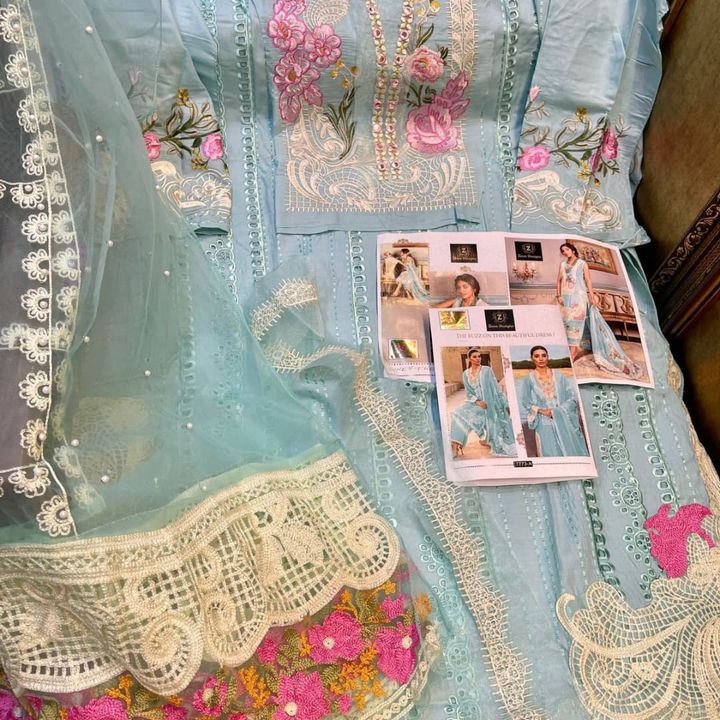 Post image - brand that speaks for itself Alhamdulillah❤️
*HIT DESIGN *
*3 Colors*
👗TOP- *SEMI LOWN FULLY Embroidery ALL OVER WORK*
👖Bottom - *SEMI LOWN*
🧣DUPATTA- *NET PEARL WORK EMBROIDERED*
😍Same as original again✔️
🔰FULL SET AVAILABLE🔰SINGLE ALSO AVAILABLE
*RATE- 1570/-*
READY TO DISPATCH🚛   LIMITED STOCK