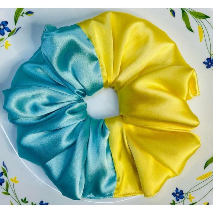 Satin double colors scrunchies uploaded by business on 8/30/2021