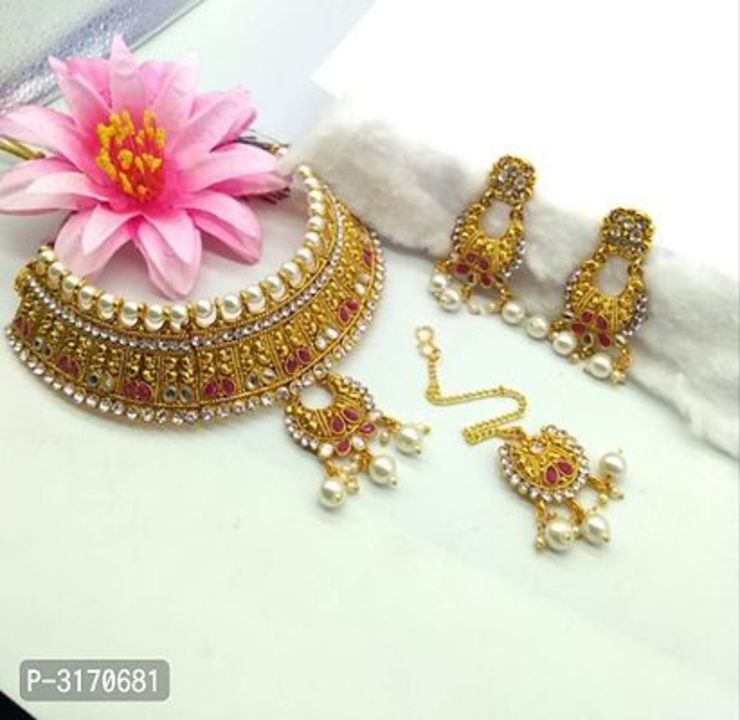 Gold Plated Designer Bridal Chokar Necklace Set uploaded by J.K. on 8/30/2021