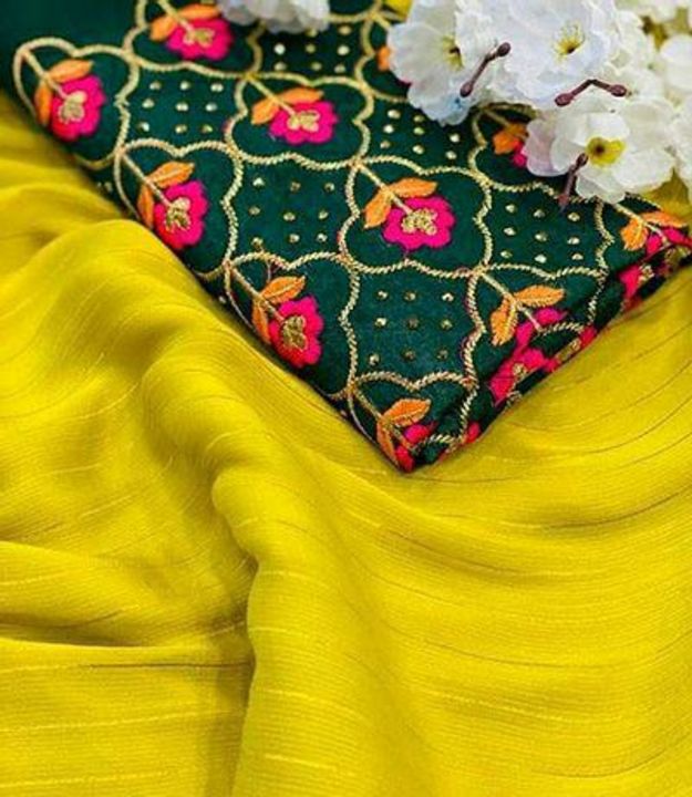 Fancy Chiffon Zari Woven Sarees with Embroidered Blouse Piece uploaded by Adwitiya on 8/30/2021