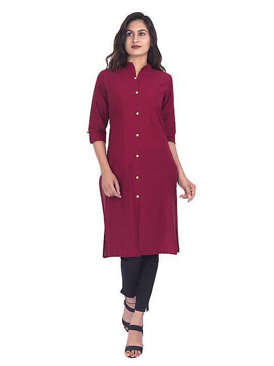 Canvir straight pure cotton maroon kurti uploaded by CANVIR FASHIONS on 9/4/2020