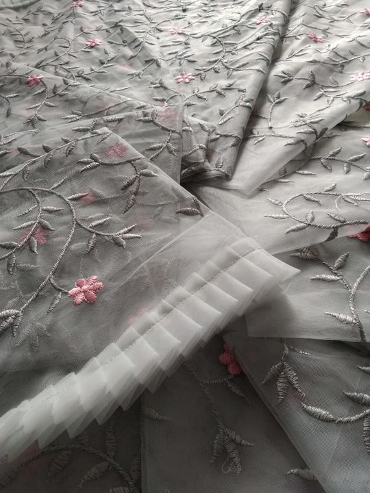 Post image Saree__butterfly net saree with beautiful ton to ton multi embroidery work and design two layer ruffle lace work allover border of sarees
Blouse__butterfly net with multi embroidery and hand stone work on blouse with sleeves
Rate__1299 shipping free