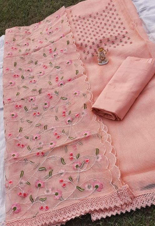 Kota Doriya Thread Embroidery Suit Set uploaded by StyloFabrics on 8/31/2021