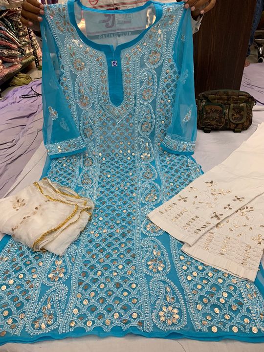 Chikenkari Pants Set with Dupatta uploaded by business on 9/1/2021