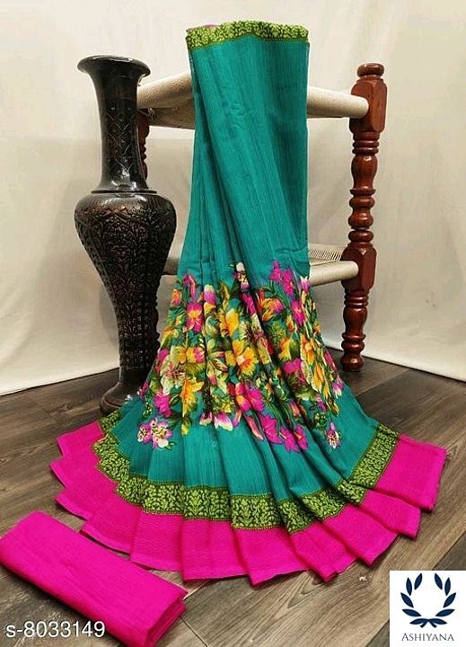 Post image Name:*Abhisarika Pretty Sarees*
Saree Fabric: Georgette
Blouse: Running Blouse
Blouse Fabric: Georgette
