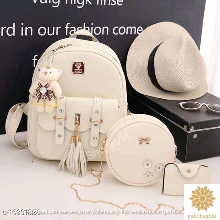 Girls 3-PCS Fashion Cute Mini Leather Backpack  uploaded by Balaji on 9/1/2021