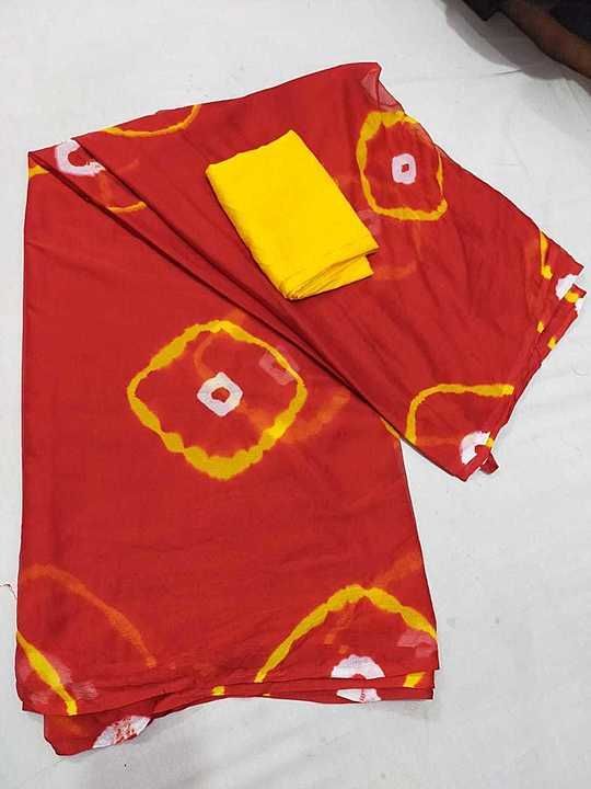 💃💃 new Lunch 💃💃💃👉 fabric chinon creap saree👉 multi box bhandej saree👉 contrast creap blouse uploaded by Fashion gallery on 9/4/2020