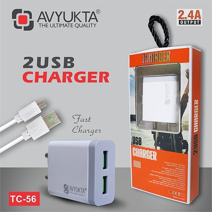 Avyukta 2.4 Ampere fast charger with 6 month guarantee uploaded by Sargam Mobile on 9/4/2020
