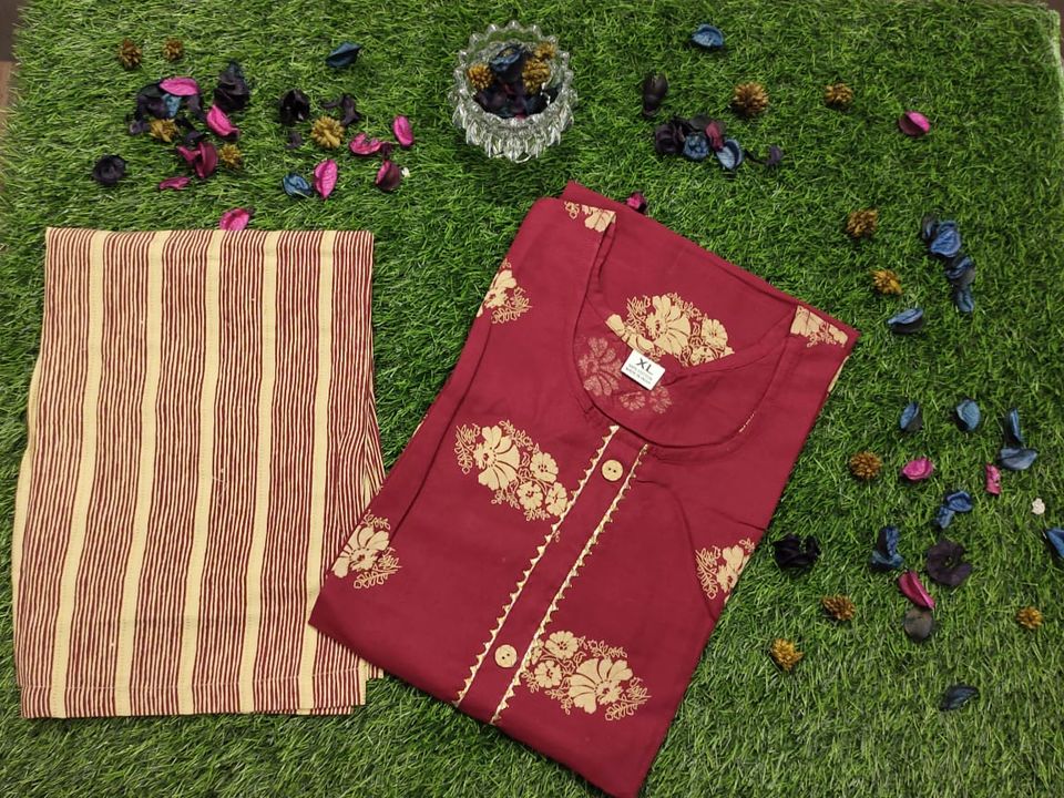 Cotton kurti plazo uploaded by Saree and suit collection  on 9/2/2021