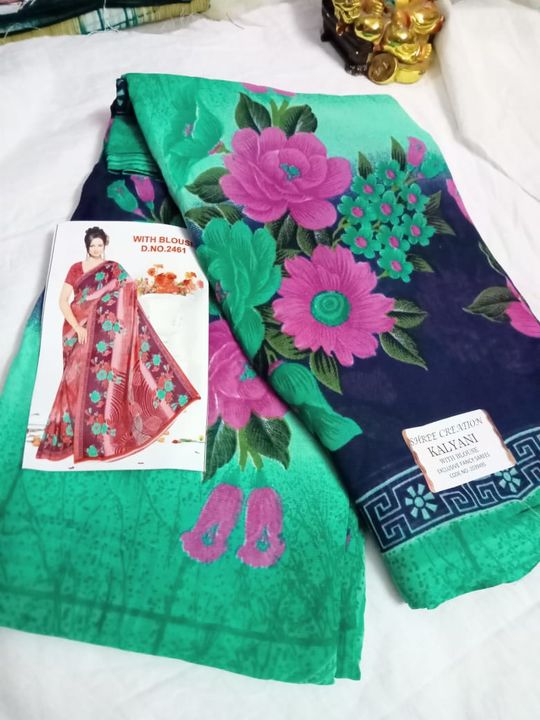 Chiffon saree uploaded by Kugan Shop on 9/2/2021