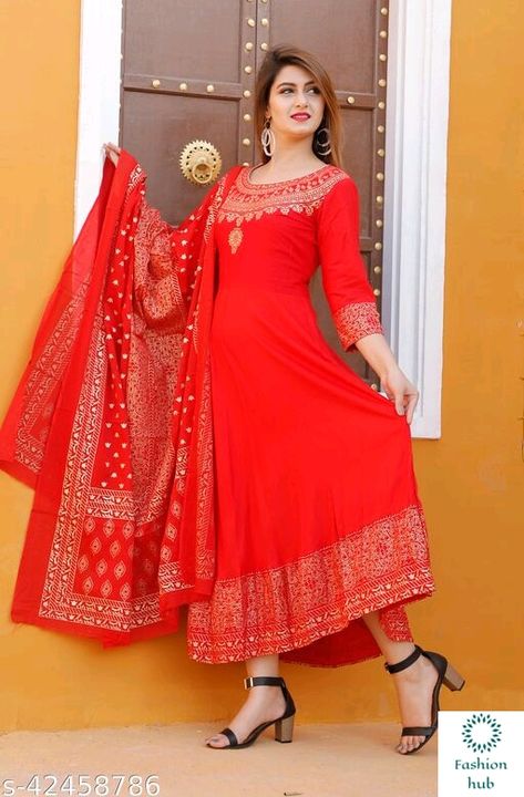 Rayon Anarkali With Dupatta Set uploaded by business on 9/3/2021