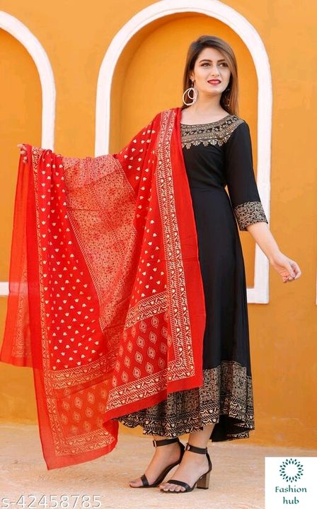 Rayon Anarkali With Dupatta Set uploaded by business on 9/3/2021