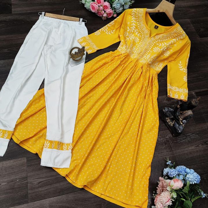 Rayon cotton gown with block print uploaded by Piyush Kachhadiya on 9/4/2021