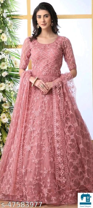 Post image @₹699:*Trendy Feminine Women Gowns*Fabric: NetPattern: Self-DesignMultipack: 1Sizes:Free Size (Bust Size: 42 in, Length Size: 58 in, Waist Size: 44 in, Hip Size: 48 in)