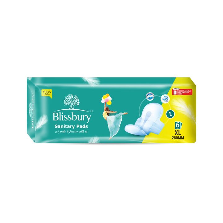 Post image Blissbury Sanitary pads with free biodegradable disposal pouch (Unique Concept)drynet topsheet &amp; gel based product for comfort and better absorption.