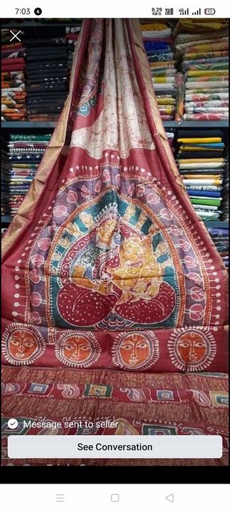 Jari tashar hand batik saree uploaded by business on 9/6/2021