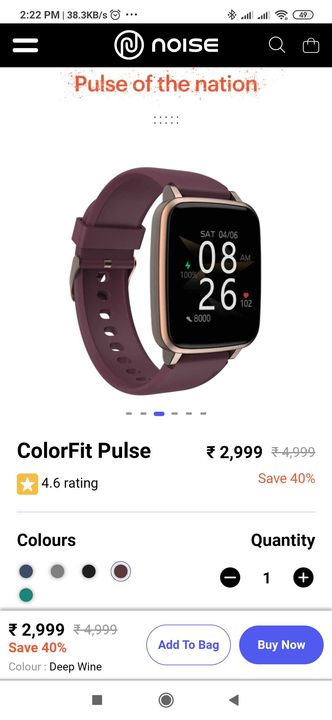 Noise colorfit pulse smart watch uploaded by business on 9/6/2021