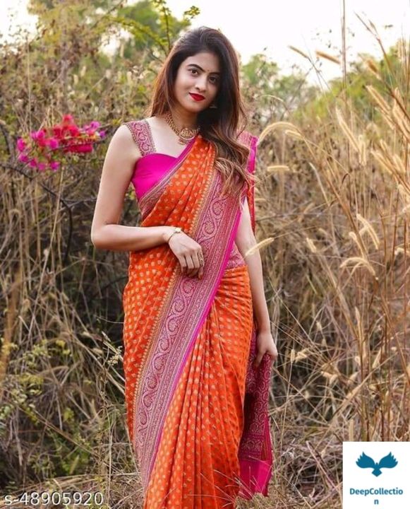 Catalog Name:*Trendy Drishya Sarees*
Saree Fabric: Litchi Silk
Blous uploaded by business on 9/6/2021