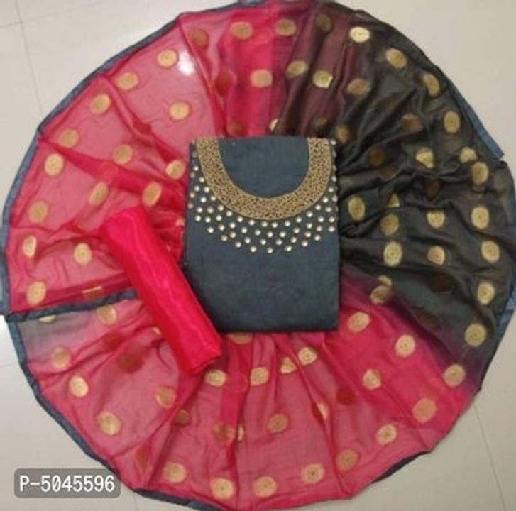 Stylish Chanderi Dress Material With Dupatta uploaded by business on 9/7/2021