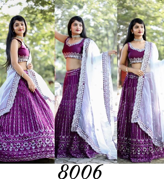 Post image *Lunching New 8000 Series   With own Real Modeling product*🧜‍♀️

# *Feel the Love* ❤️ # *Feel the experience* 🪢
Code     :- *8006*
        🧶🧵 *Design info* 🧵🧶
🧶*Blouse* :-
       Fabric:-Gorgette        Work :- Chine Stich with Sequnce                   Stich :- 44 Unstich
🧵*Lehengha *:-
     Fabric:- Gorgette     Inner  :- crep     work   :- Chinestich with Sequnce ( *cancan and canvas*)      Flair.   :- *3 meter*😍😍😍     Stich   :- Upto 42 Semistich 
🧶*Dupata*
      Fabric :- Net      work   :-embroidery with Sequance four Lace broder
Weight.    :- *Upto 1.5kg*
price - *1749*Shipping extra
👑*Don’t compare with cheap qulity product*👑👑*Believe  your trust and your customer satisfaction*👑☑️ *Qulity Approved*☑️ *Stiching Approved*☑️ *Finishing Approved*