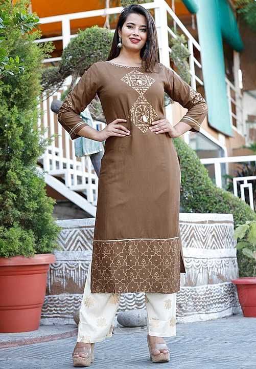 Rayon katha work on kurti with plazo 
Size- M to XXL uploaded by business on 9/7/2020