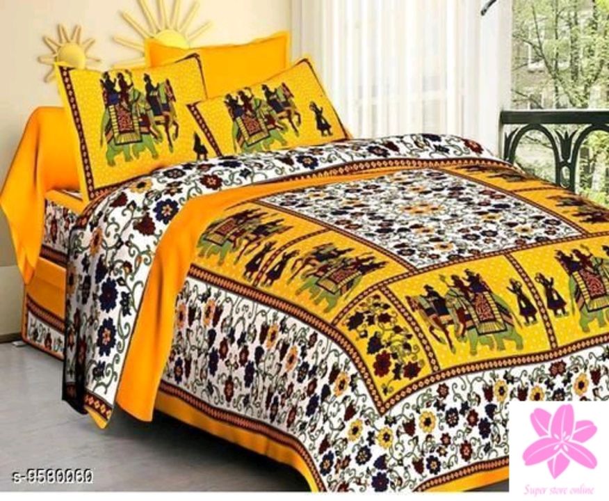 Navratri/White - Trendy Cotton 100 x 90 Double Bedsheet uploaded by business on 9/8/2021