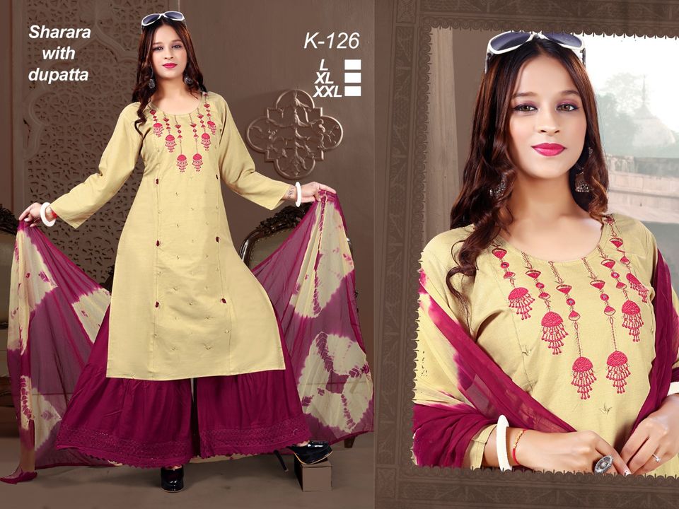 Kurti with sharara and duppata uploaded by DEV FASHION on 9/8/2021