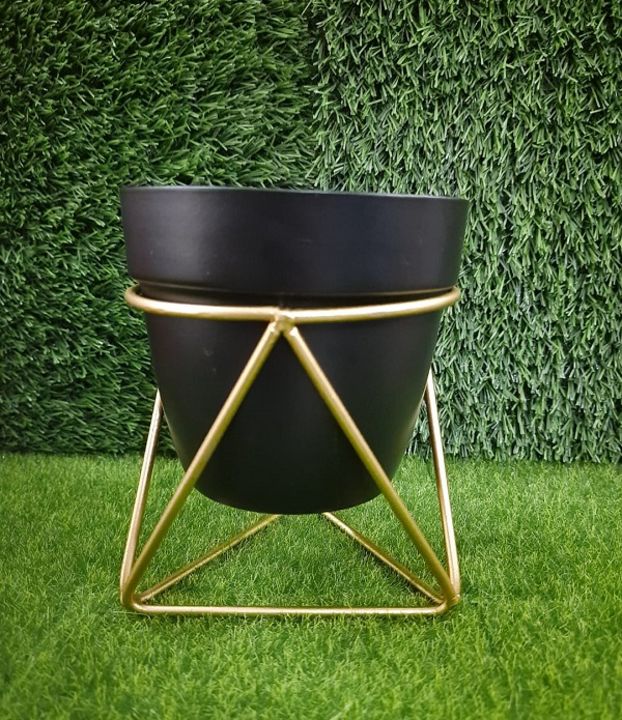 Modern Planter With Gold Stand (Black) uploaded by business on 9/8/2021