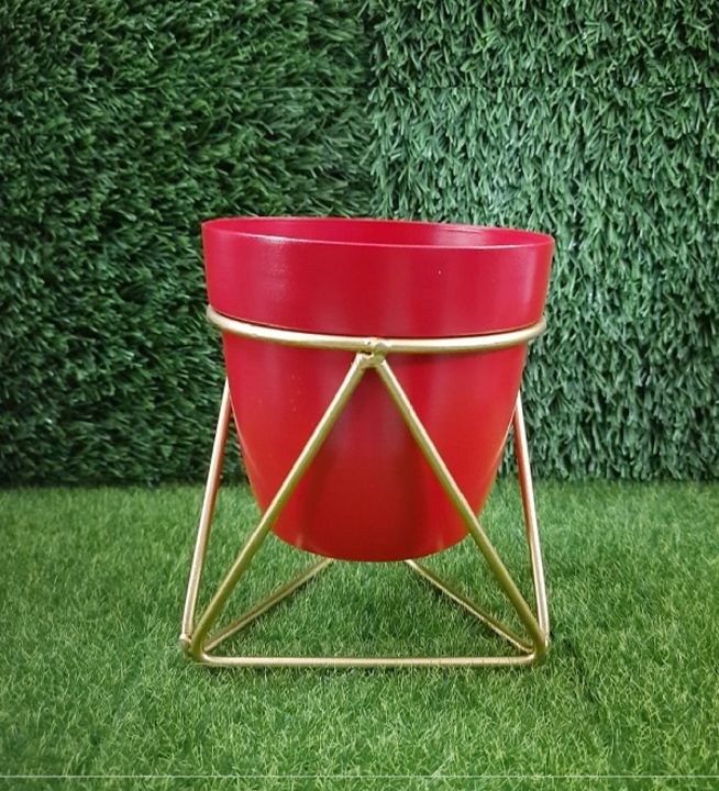 Product image with price: Rs. 165, ID: modern-planter-with-gold-stand-red-c8714fbb