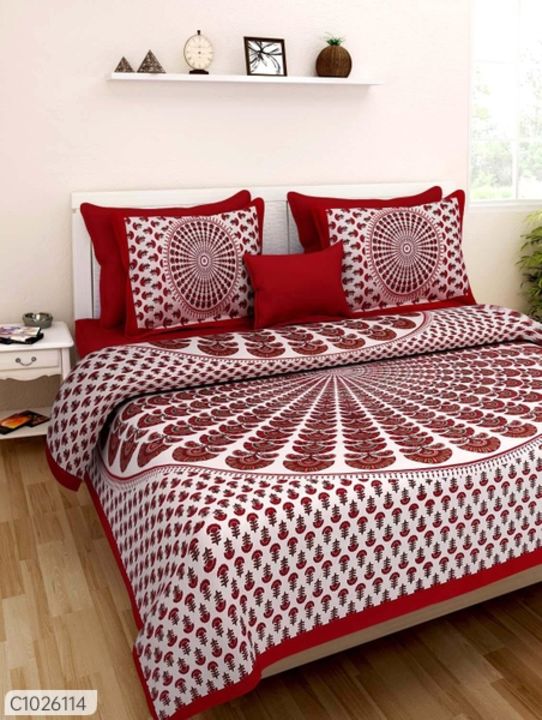 Post image *Catalog Name:* Jaipuri Printed Cotton Double Bedsheets Vol-1
*Details:*Description: It has 1 Piece of Double Bedsheet with 2 Pieces of Pillow CoversFabric: CottonDimension(L X W in inches); Bedsheet: 90 X 100, Pillow Cover: 17 X 27Work: PrintedThread Count: 150Product Weight (in gm): 900Packaging Dimensions (in cm): 30 x 25 x 4
Designs(डिज़ाइन): 5
💥 *FREE Shipping* (फ्री शिपिंग)💥 *FREE COD* (फ्री केश ऑन डिलीवरी)💥 *FREE Return &amp; 100% Refund* (फ्री रिटर्न और 100% रिफंड)🚚 *Delivery*: Within 7 days (डिलीवरी 7 दिनों में)
*Buy online(खरीदें ऑनलाइन):*