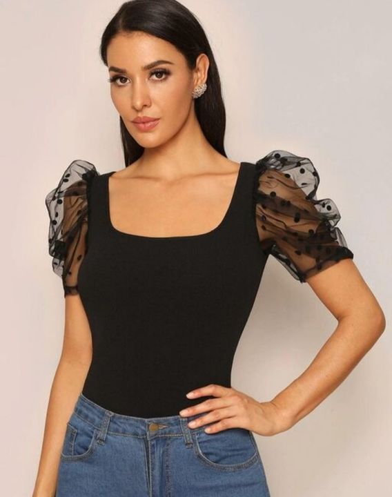 STYLISH BLACK TOP WITH PUFF SLEEVES uploaded by business on 9/8/2021