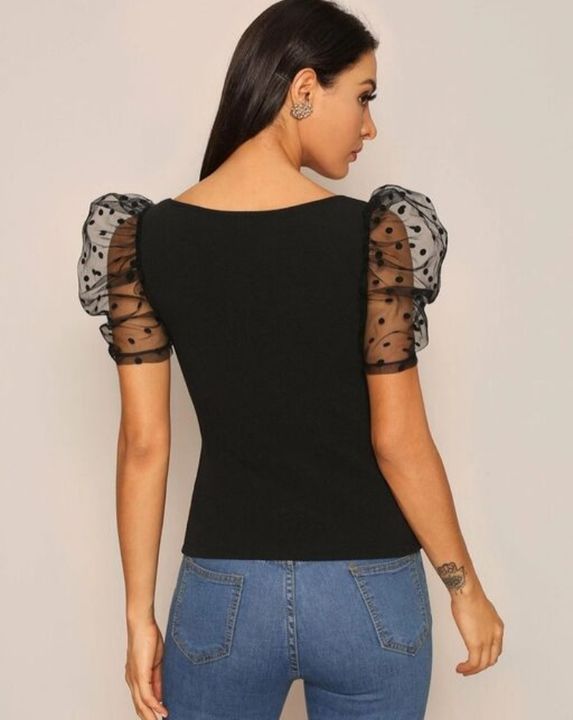 STYLISH BLACK TOP WITH PUFF SLEEVES uploaded by GLAM fashion on 9/8/2021