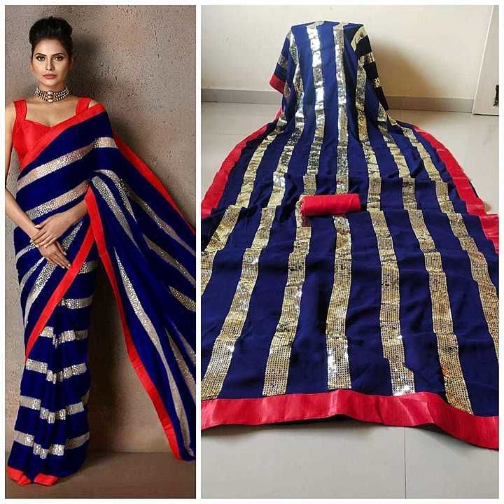 Georgette sequence saree uploaded by business on 9/7/2020