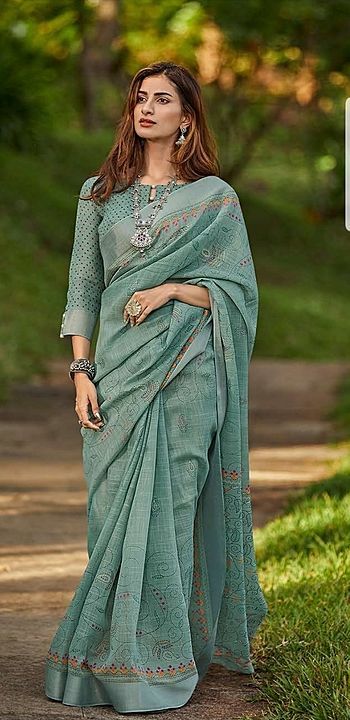 Linen saree uploaded by business on 9/7/2020