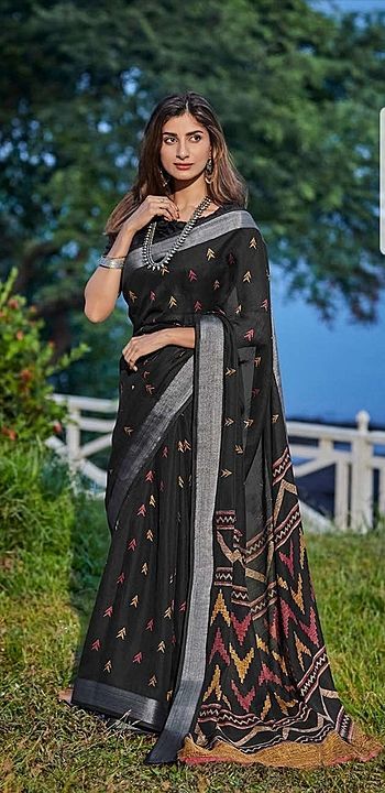 Linen saree uploaded by WHOLESALE BAZAR on 9/7/2020