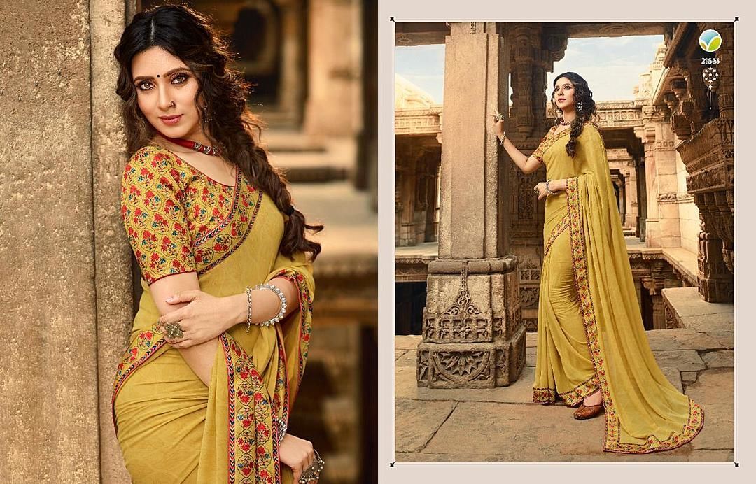 Georgette fancy saree uploaded by business on 9/7/2020