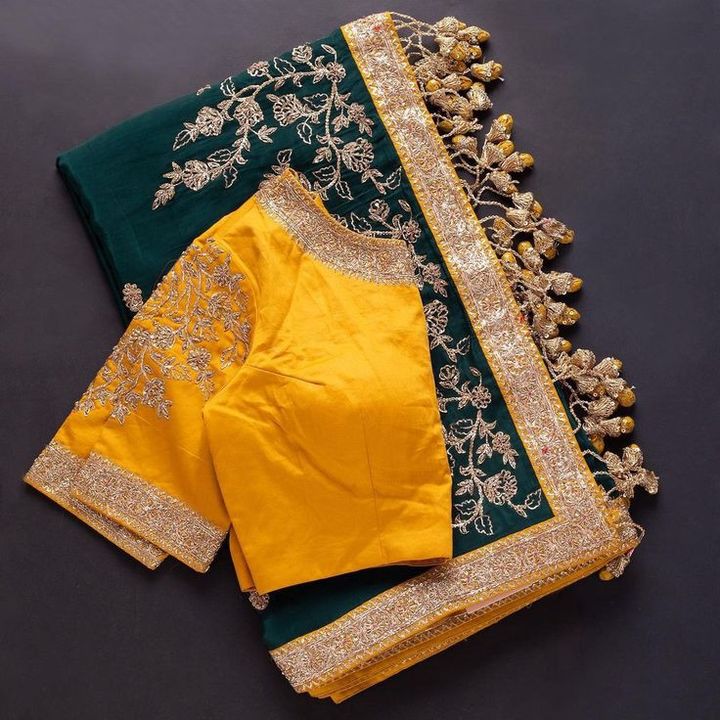 Product image with price: Rs. 6000, ID: saree-with-stiched-maggam-blouse-cdda1bcc