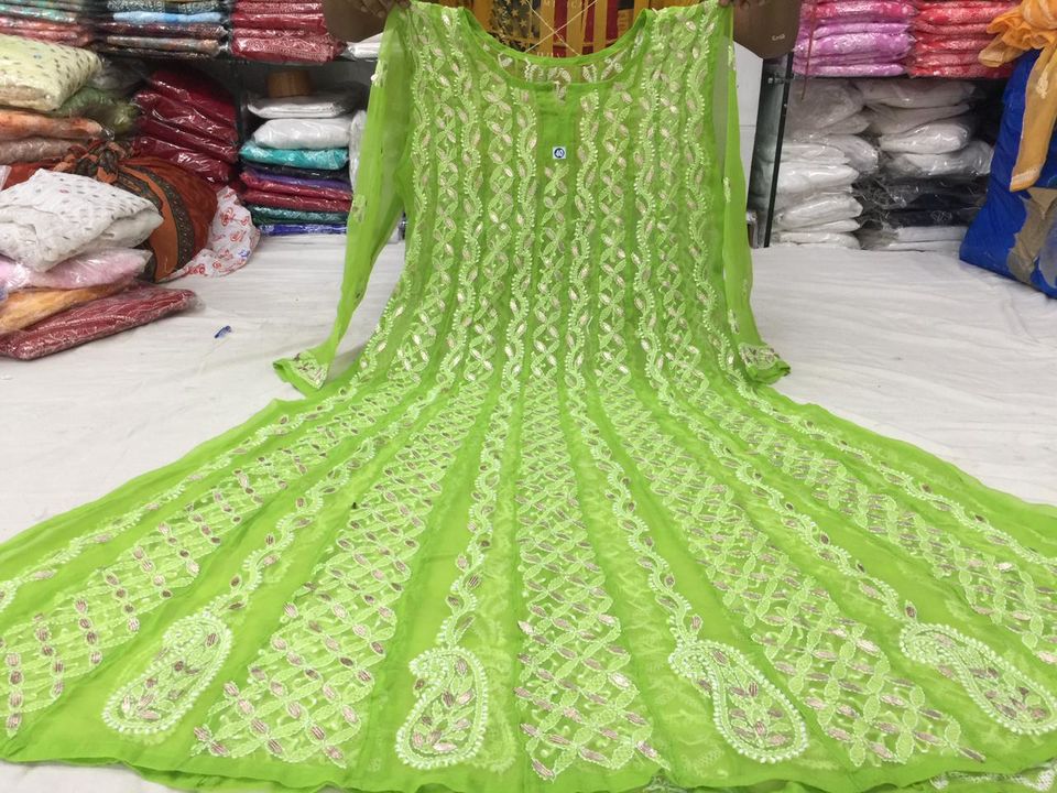 Post image * 👇*Gota Fine Anarkali**Anarkali Fabric*:- Georgette*Anarkali Sizes*:- 36,38,40,42(Small to XL)*Anarkali Length*:-Approx 50*Anarkali Offer Price*:-1200/-👍free shipping*Offer Valid For 5 days Only**Limited Stock**Hurry*