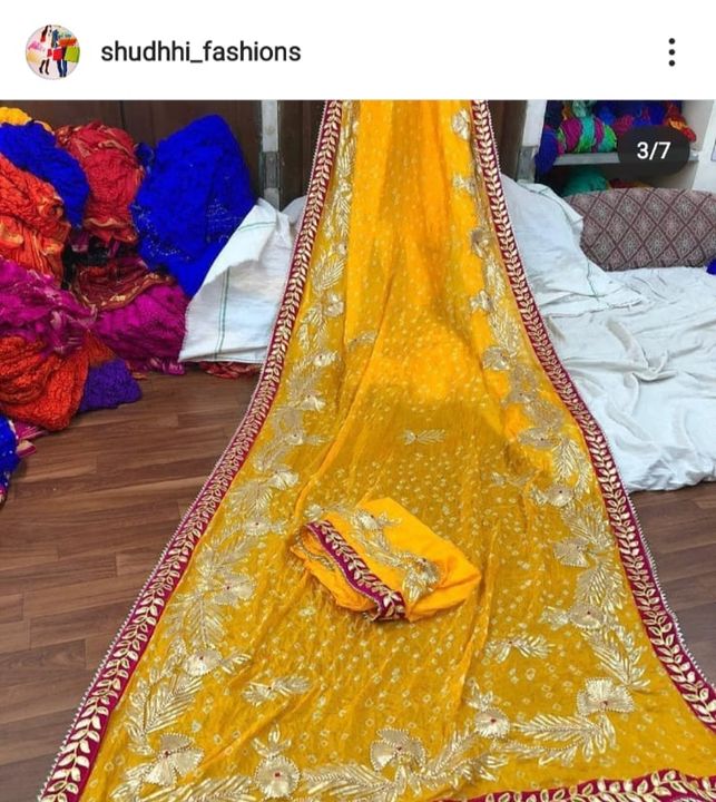 Post image Bandhej ark silk saree with beautiful hota patti