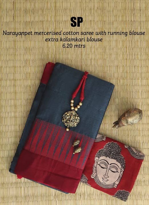 Narayanapet Mercerized Pure Cotton Saree With Running Blouse uploaded by Maha Clothing on 9/10/2021