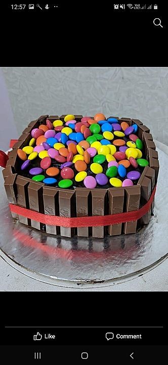 Homemade eggles kitkat cake.black forest flavour with jems cake. uploaded by business on 9/8/2020