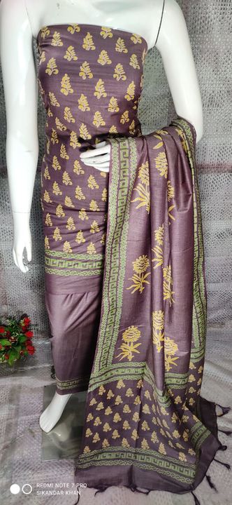 Katan silk print suit material uploaded by Samar Handloom Fabrics on 9/10/2021