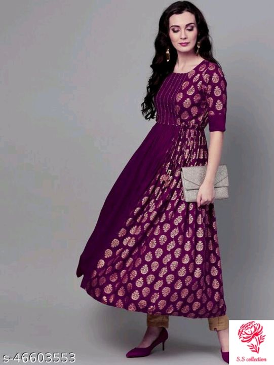 Foil Printed Anarkali Type Kurtis uploaded by S.S Collection on 9/11/2021