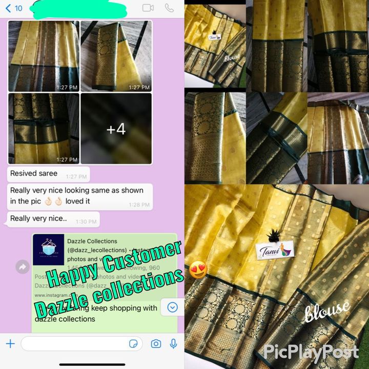 Post image Happy customer😍😍If any one want this saree ping me https://wa.me/message/GRRTZ2MXYXV4A1