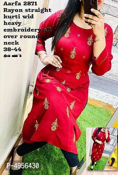 Rayon Straight Embroidery Selfie Style Kurti uploaded by Akhilesh Kumar on 9/12/2021